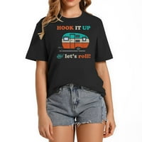 Vicces Kemping élet Hook it Up, Rv szerető boldog Trav aranyos felsők Női nyári grafikus pólók rövid ujjú póló