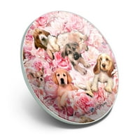 Kiskutyák Kutyák Rózsaszín Virágok Minta Fém 1.1 Tie Tack Hat Hajtóka Pinback