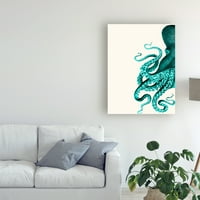 Védjegy Szépművészet 'Octopus Green és Cream' A 'Canvas Art készítette Fab Funky
