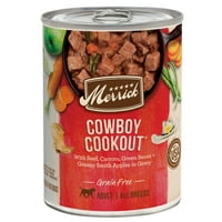 Merrick Cowboy Cookout igazi marhahús mártás nedves kutyaeledel, gabonamentes, 12. oz doboz