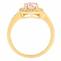 1.4 ct kerek vágott rózsaszín szimulált gyémánt 18K sárga arany gravírozás nyilatkozat menyasszonyi évforduló eljegyzés