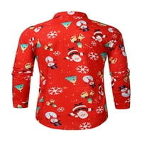 Zodanni férfi blúz hajtóka nyak Xmas felsők alkalmi tunika ing egyetlen mellű karácsonyi ingek Ünnep piros Karácsony