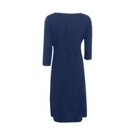 Kényelmes ruhák női ujjú Nyomtatott közepes hosszúságú fél női nyári magas derék ruha Kék M