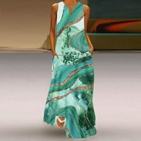 Usmixi nyári ruhák Női Divat Plusz méretű laza Swing tunika Tartály Maxi ruhák zseb ujjatlan V-nyakú márványos nyomtatás