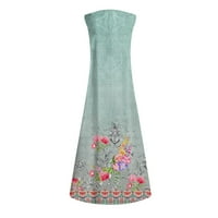 Női új tavaszi-nyári divat klasszikus V-nyakú színes nyomtatás ujjatlan hosszú ruha