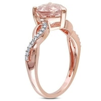 Miabella női 1- Carat T.G.W. Szívkötött Morganite & Carat T.W. Diamond 10KT rózsa arany pasziánsz gyűrű