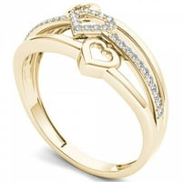 1 10ct TW Diamond 10K sárga arany egymásra rakott szív divatgyűrű
