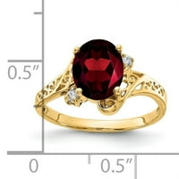 Primal Gold Karat sárga arany 9x ovális gránát és egy gyémánt gyűrű