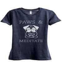 Paws and Meditate Női Divat nyugodt póló póló Heather Tan nagy