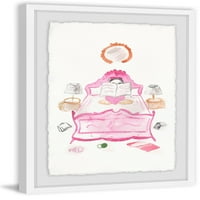 A rózsaszín ágy keretes festményi nyomtatás