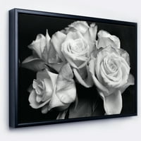 Designart 'Roses fekete -fehér' Florális Art keretes vászon nyomtatása