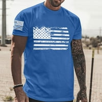 Férfi pólók amerikai zászló nyomtatott alkalmi kényelmes Rund nyak Rövid ujjú pólók