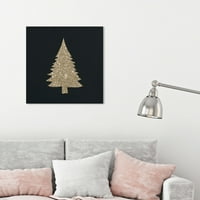 Wynwood Studio Holiday és szezonális fali művészet vászon nyomatok „Glitter Tree sziluett” ünnepek - arany, fekete