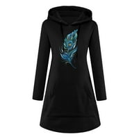 dmqupv könnyű vágott cipzáras kapucnis női női alkalmi pulóver nyomtatási ajkak zseb pulóver kapucnis ruha Fekete XL