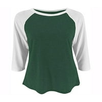 Noilla Női pulóver színes blokk póló ujjú felsők Női puha blúz Raglan póló Zöld XL