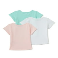 Dreamstar lányok szilárd személyzet nyaki pólók, 3-csomag, méretű 4- és plusz