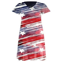 Bomotoo Női hosszú ruha V nyakú Sundress US Flag Maxi ruhák laza nyári Csillagok nyomtatás 2XL