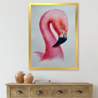 Designart 'absztrakt portré rózsaszín flamingó IV' parasztház keretezett Art Print