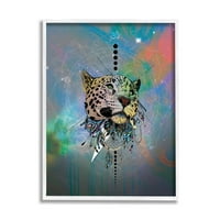 Stupell Industries Fractal Dreamcatcher Jaguar Graphic Art White Keretes Art Print Wall Art, Karin Roberts tervezése