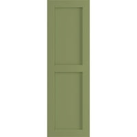 Ekena Millwork 15 W 72 H True Fit PVC Két egyenlő sík paneles redőny, moha zöld