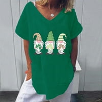 Női felsők Női Alkalmi V nyakú St. Patrick nyomtatás rövid ujjú póló felső blúz