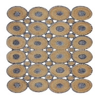 Kézzel Készített Fésült Juta Pamut Szőnyeg Geometriai Bézs & Kék Nappali Szőnyeg Étkező & Hálószoba Szőnyeg Láb
