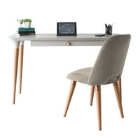 Manhattan Comfort 2 darabos HomeDock irodai íróasztal szervezeti rekeszekkel és Selina Accent szék törtfehér és bézs