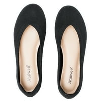 Ataiwee Női széles szélességű lapos cipő ^ Plusz méretű kerek Toe Slip széles balettcipő