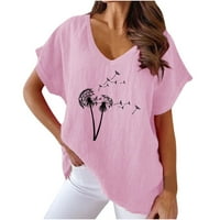 Női nyári Clearance felsők nyomtatás pólók Divat kényelmes blúzok felsők rózsaszín 10