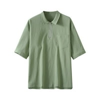 Odeerbi férfi Egyszínű ingek Divat Alkalmi kényelmes pulóverek Rövid ujjú felsők blúz Zöld