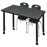 Kee 48 24 állítható magasságú mobil tantermi asztal-szürke & Andy 12-in Stack székek-Fekete