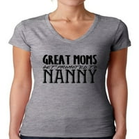Kínos stílusok női nagy anyukák kap elő a Nanny V-nyakú póló fekete Anyák napja