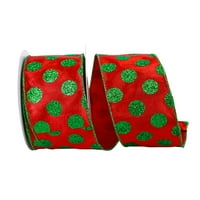 Jam Paper Dot karácsonyi piros poliészter szalag, 10Yd 2,5 hüvelyk, 1 csomag