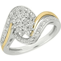Carat T.W. Gyémánt 10KT fehér és sárga arany by-pass divatgyűrű
