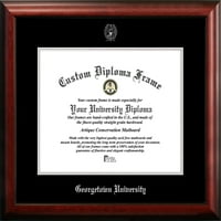 Georgetown University 17W 14h ezüst dombornyomott Diploma keret Campus képekkel litográfia