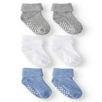 Jefferies Socks Baby Boys nem Skid Turn Cuff zokni, 3-Pack