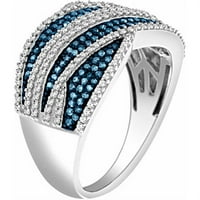 Carat T.W. Kék és fehér gyémánt 10KT fehérarany divatgyűrű