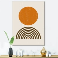 Absztrakt minimális szivárvány és narancssárga nap, festett vászon művészeti nyomtatás