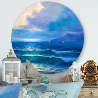 Designart 'Sunrise Glow a tengeri hullámok I' Tengeri és tengerparti körfém fali művészet - 11 -es lemez