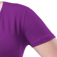 Atlétikai munkák női alapja aktív rövid ujjú V-nyakú póló