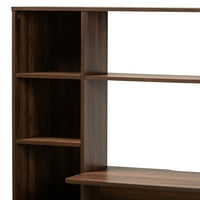 Baxton Studio Ezra Contemporary 17. Az MDF hordozható számítógépes íróasztalánál tárolóval, Walnut Brown