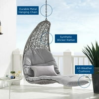 Modway táj függő Chaise Lounge szabadtéri terasz hinta szék Világosszürke Szürke