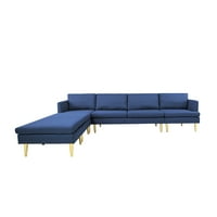 Aukfa kabrió szekcionált kanapé, kolevel - u alakú alvó kanapé L alakú nappali kanapé oszmán -kékkel
