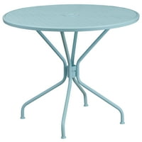 Flash bútorok Oia kereskedelmi minőségű 35.25 kerek ég kék Beltéri-Kültéri acél terasz asztal esernyő lyuk