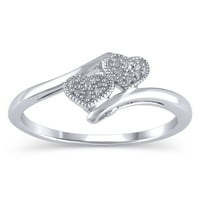 Gyémánt akcentus tartsa meg a kezemet a gyémánt szív ígéret gyűrű ezüstben, 4. méret