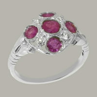 Brit gyártmányú ezüst gyűrű természetes Rubinnal & köbös Cirkónia női Nyilatkozat gyűrű-méret opciók-Méret 4