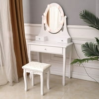 Irene, eleven öltözködőasztal -készlet fiókok Vanity Desk Set Mirror MDF Board Hálószoba bútorok Home