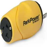 ParkPower S3015RV RV Adapter 15a vagy 20a 125V egyenes penge csatlakozóval és 30a 125V reteszelő dugóval