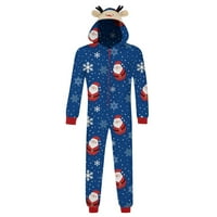 Puawkoer szülő gyermek karácsonyi megfelelő családi karácsonyi sziámi pizsama készletek Szarvas fej hímzés kapucnis