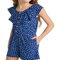 Justice Girls Button Front Ruffle Romper, Méretek XS-XXL